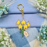 Image 1 of BBC Merlin Mortaeus Flower Bouquet Acrylic Keychain | Arthurian Legend Accessory