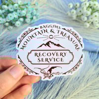 Image 1 of Baggins Mountain and Treasure Recovery Service Sticker | Fantasy Stationery Decal Gift