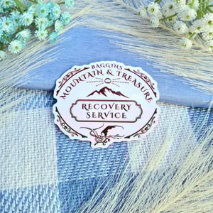 Image of Baggins Mountain and Treasure Recovery Service Sticker | Fantasy Stationery Decal Gift