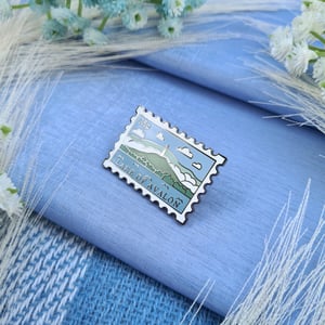 Image of BBC Merlin Lake of Avalon Stamp Enamel Pin | Arthurian Jewellery Accessory Gift