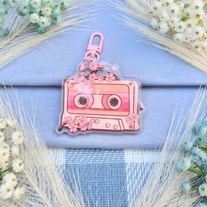 Image of Retro Cherry Blossom Acrylic Keychain / Charm | Nostalgic Accessory Gift