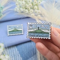 Image 3 of BBC Merlin Lake of Avalon Stamp Enamel Pin | Arthurian Jewellery Accessory Gift