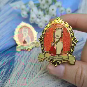 Image of Morgana Pendragon "Damn The Consequences" Enamel Pin BBC Merlin