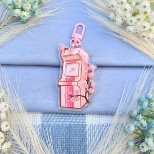 Image of Retro Cherry Blossom Acrylic Keychain / Charm | Nostalgic Accessory Gift