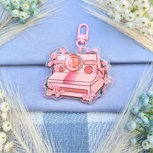 Image of Retro Cherry Blossom Acrylic Keychain / Charm | Nostalgic Accessory Gift