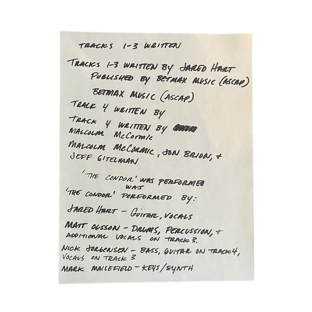 Image of 'The Condor' Handwritten Album Art Sheets (Fundraiser)