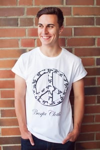 Men Crew Neck Peace Shirt White