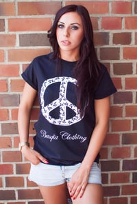 Women Boyfriend Peace Shirt Black