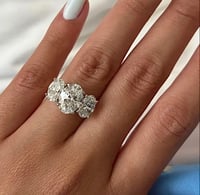 Image 5 of Perfect Three Oval 5 Carat Lab Diamond Ring