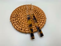 Image 3 of Dark Tortoiseshell Hoop + Bar Earrings