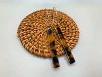 Image 2 of Dark Tortoiseshell Hoop + Bar Earrings