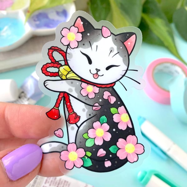 Image of CLEAR Ukiyo-e Neko STICKER