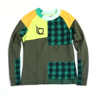 Image 4 of year of the snake courtneycourtney patchwork 14/16 long sleeve warm thermal waffle knit shirt top