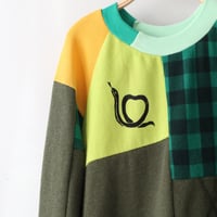Image 6 of year of the snake courtneycourtney patchwork 14/16 long sleeve warm thermal waffle knit shirt top