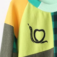 Image 2 of year of the snake courtneycourtney patchwork 14/16 long sleeve warm thermal waffle knit shirt top