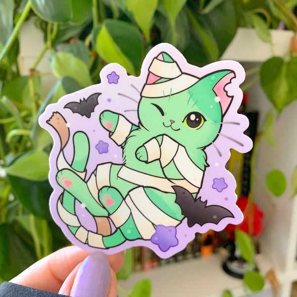 Image of MATTE Mummy Kitty STICKER