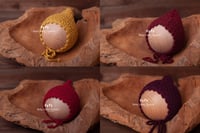 Image 1 of Elven bonnet hat mustard red claret eggplant