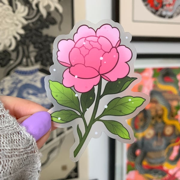Image of CLEAR Peony Flower STICKER