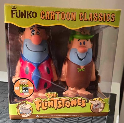 Image of FRED FLINTSTONE & BARNEY RUBBLE 2008 FUNKO SDCC VINYL FIGURES! DESIGNED BY PATRICK OWSLEY! RARE!!