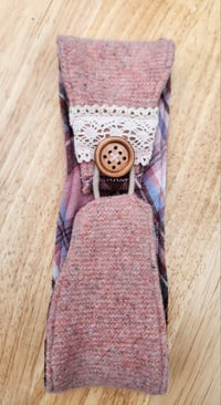 Image 1 of Children's Flannel Lined Wool Ear Warmer-pink