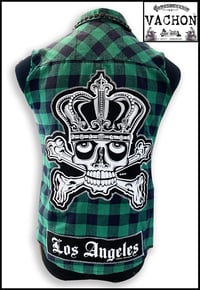 Image 1 of Marc Vachon Custom Green sleeveless Flannel shirt Size Small