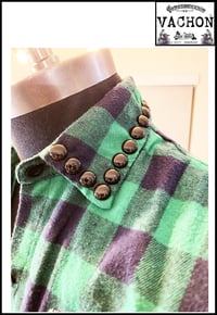Image 4 of Marc Vachon Custom Green sleeveless Flannel shirt Size Small