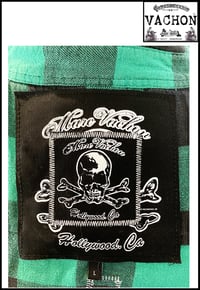 Image 3 of Marc Vachon Custom Green sleeveless Flannel shirt Size Large