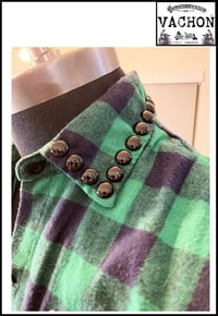 Image 4 of Marc Vachon Custom Green sleeveless Flannel shirt Size Large