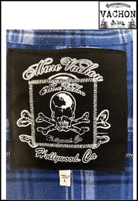 Image 3 of Marc Vachon Custom Blue sleeveless Flannel shirt Size Large