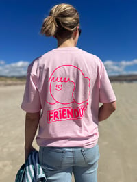 Image 2 of Friendly* T-shirt /  Pink + Hot Pink