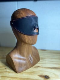 Image 1 of Bondage Leather blindfold - Red stitching prototype (medium nose profile)