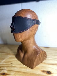 Image 2 of Bondage Leather blindfold - Red stitching prototype (medium nose profile)