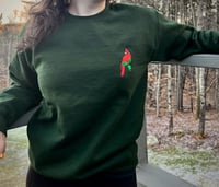 Image 1 of Christmas Cardinal Mistletoe Embroidered Sweatshirt