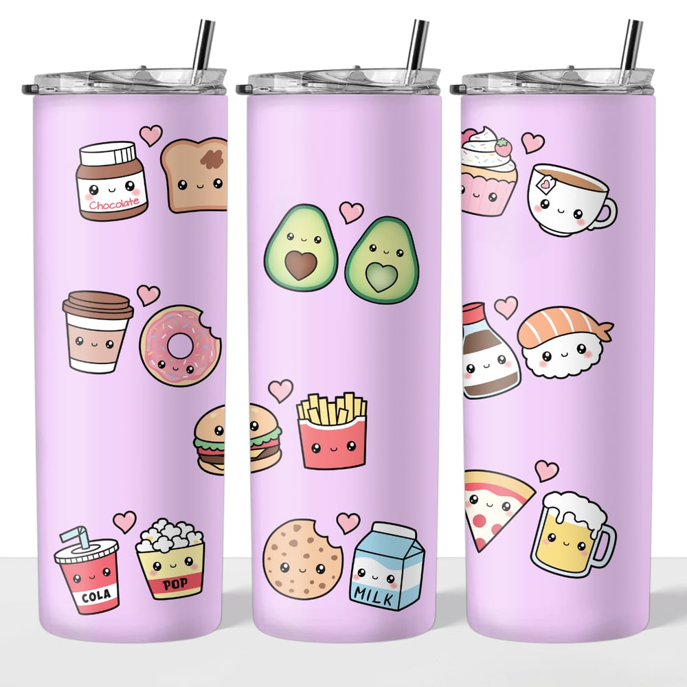 Image of Food Couple 20oz Tumbler💕💜(Pink & Purple Available)