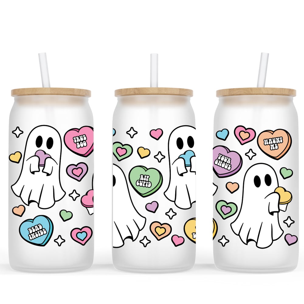 Image of Valentine Ghosts 16oz Glass Cup👻💝