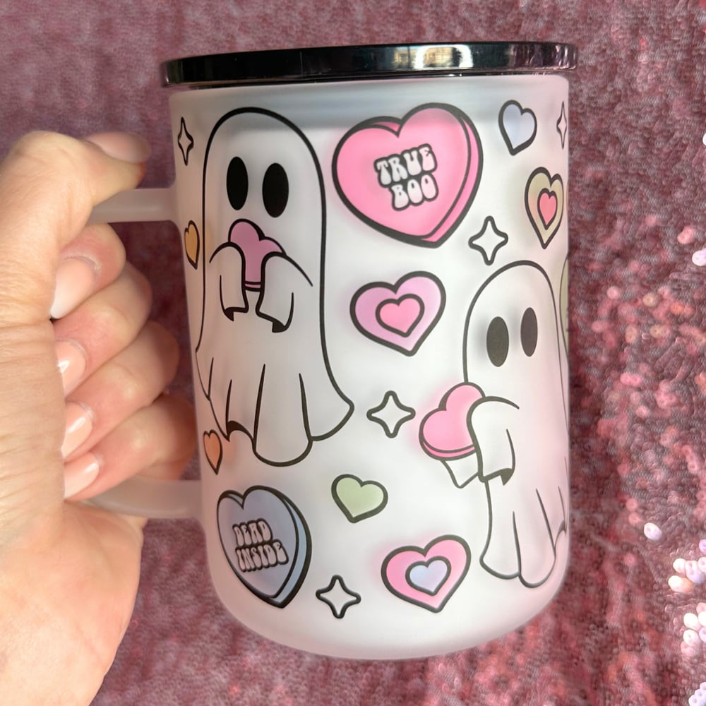 Image of Valentine Ghosts 17oz Glass Mug👻💝