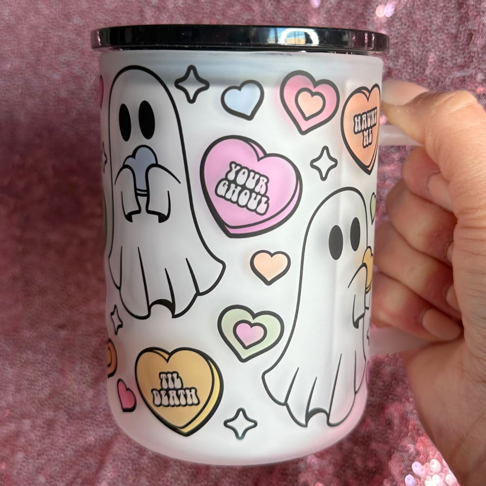 Image of Valentine Ghosts 17oz Glass Mug👻💝