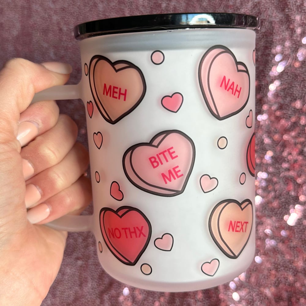 Image of Anti-Valentine Hearts 17oz Glass Mug💔