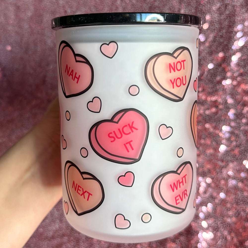 Image of Anti-Valentine Hearts 17oz Glass Mug💔