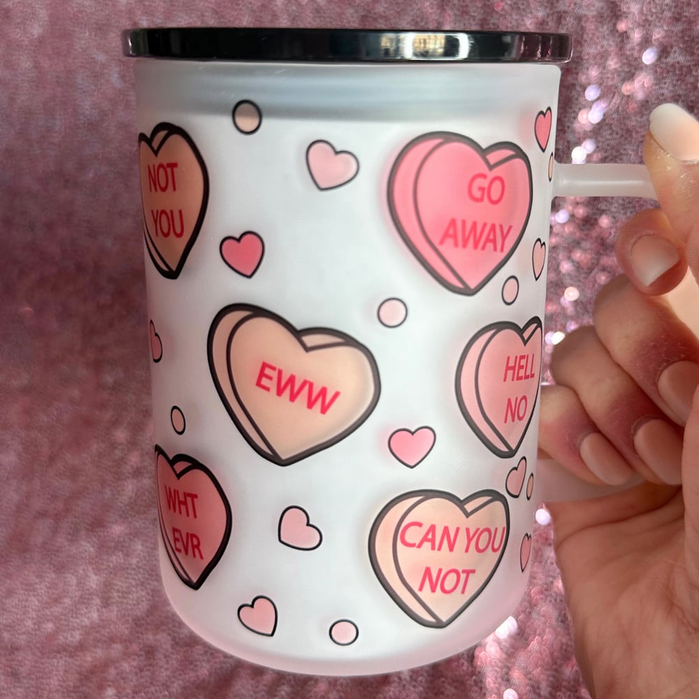 Image of Anti-Valentine Hearts 17oz Glass Mug💔