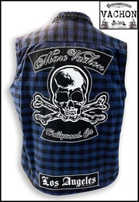 Image 1 of Marc Vachon Custom Blue HS sleeveless Flannel shirt Size 2X-Large