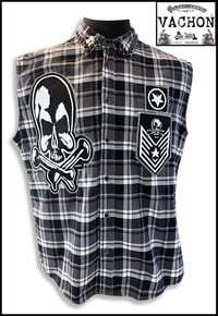 Image 2 of Marc Vachon Custom BNW KBS sleeveless Flannel shirt Size 2X-Large