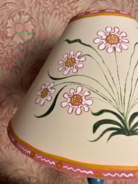 Image 3 of "The Morris Daisy" - Hand Painted Pink Fabric Shade for a Table Lamp