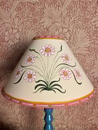 Image 1 of "The Morris Daisy" - Hand Painted Pink Fabric Shade for a Table Lamp