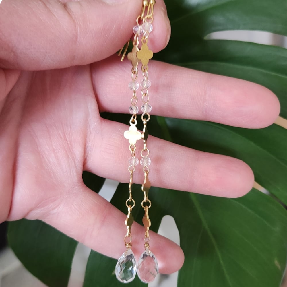 Image of Clover + Quartz Earrings