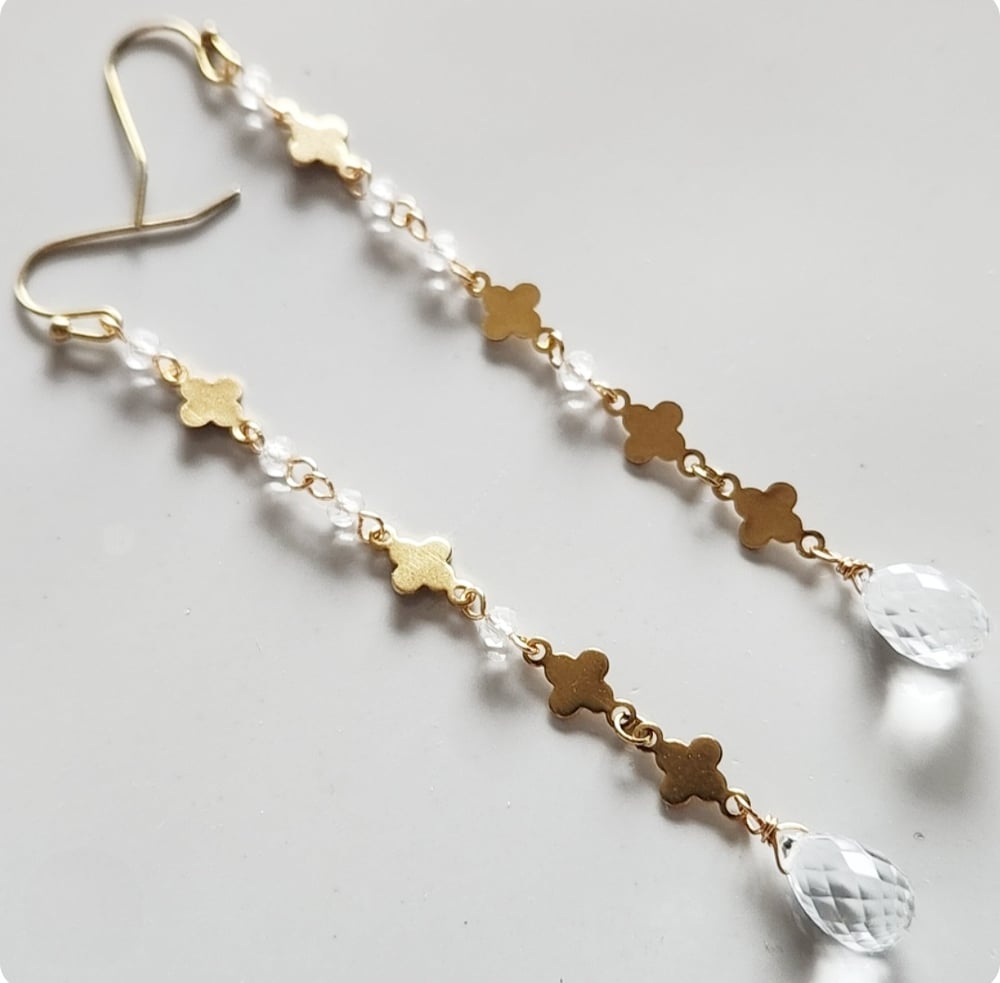 Image of Clover + Quartz Earrings
