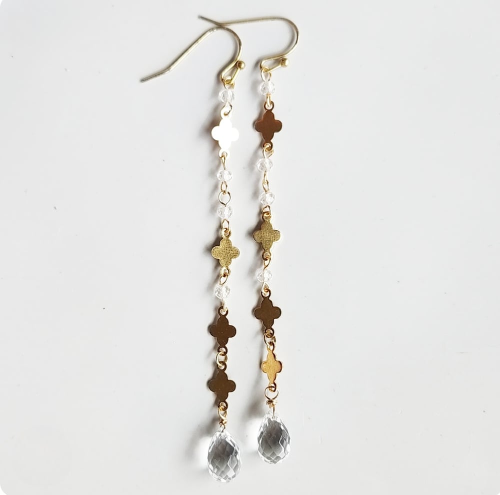 Image of Clover + Quartz Earrings