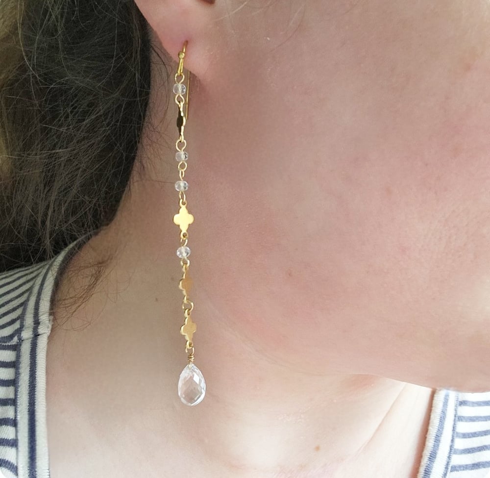 Image of Clover + Quartz Earrings