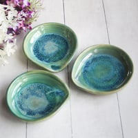 Image 9 of Medium Spoon Rest in Shimmering Green Glaze, Handcrafted Coffee Spoon Dish, Made in USA
