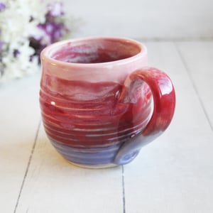 Image of Handmade Pottery Mug in Shades of Pink and Purple Glazes, Stoneware Coffee Cup, Made in USA